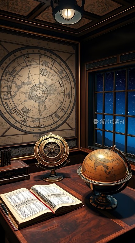 星空下的古老书房探索世界的秘密