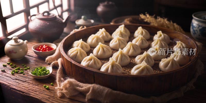 新年春节年夜饭饺子中国风年味