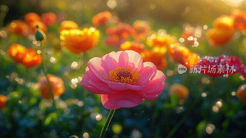 花园中的烂漫花海粉色花朵