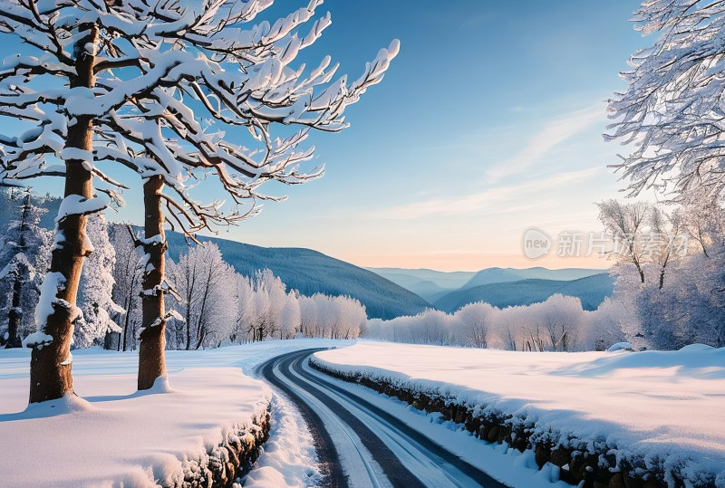 冬天冰雪天空自然风景