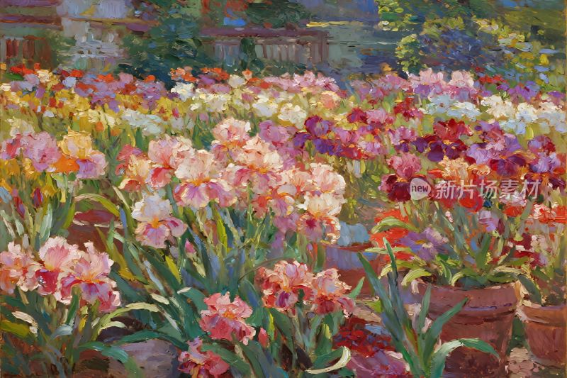 花卉花园风景画