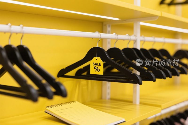 服装店衣架与笔记本