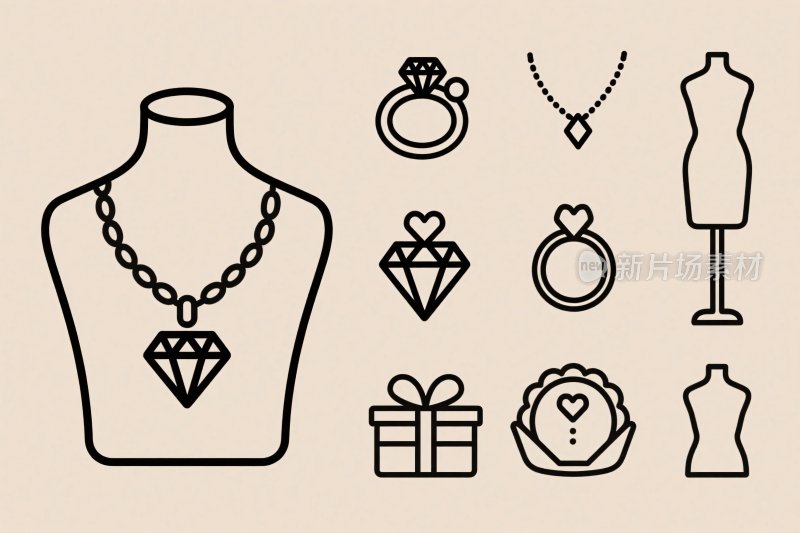珠宝元素插画
