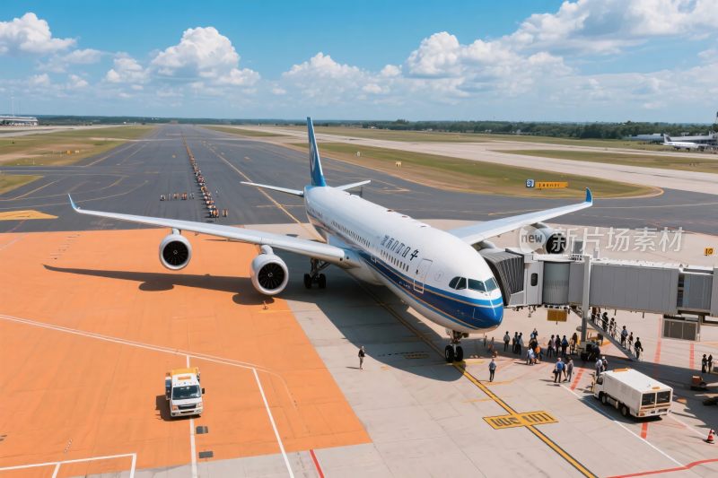 机场停机坪上的大型客机