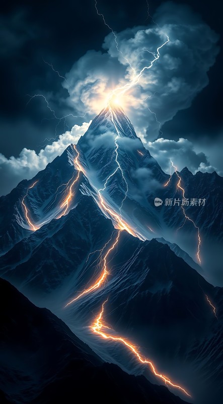 闪电山巅震撼自然力量