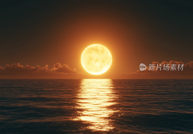 夕阳 大海 月圆 日出日落