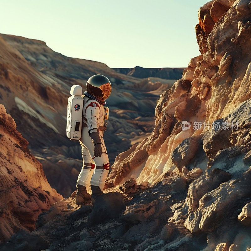宇航员探索火星表面