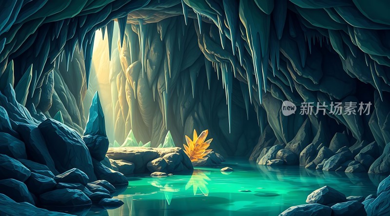 神秘洞穴中的金色光芒