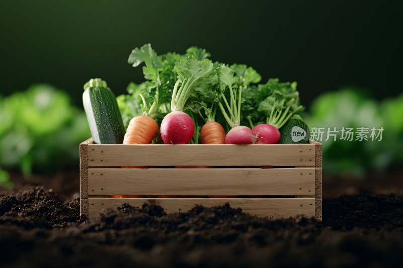 木箱中的新鲜蔬菜