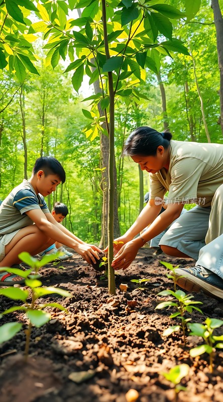 家庭植树活动共筑绿色未来