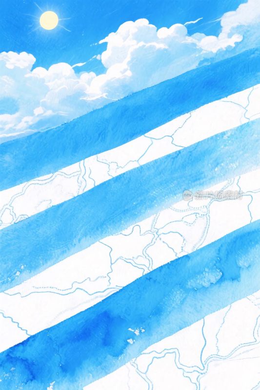 水彩天空云朵插画