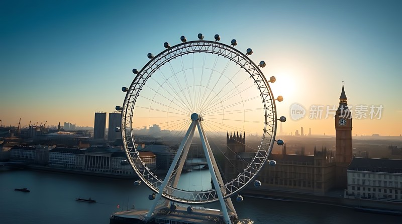 伦敦眼与国会大厦日落美景