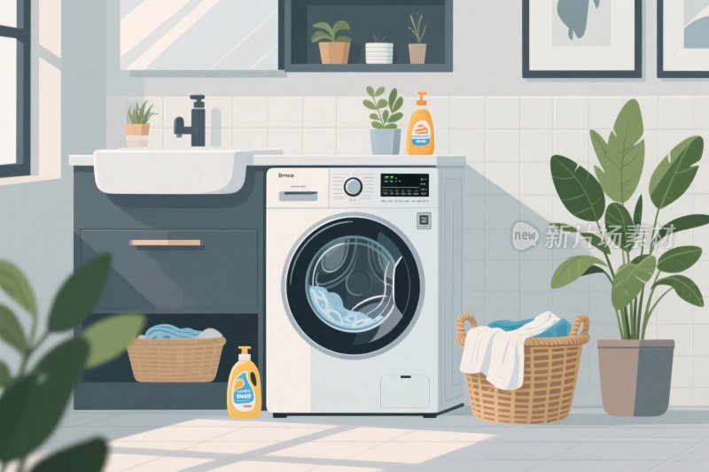 家庭洗衣空间插画