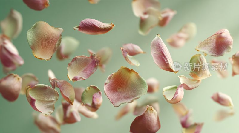 飘落的粉色玫瑰花瓣