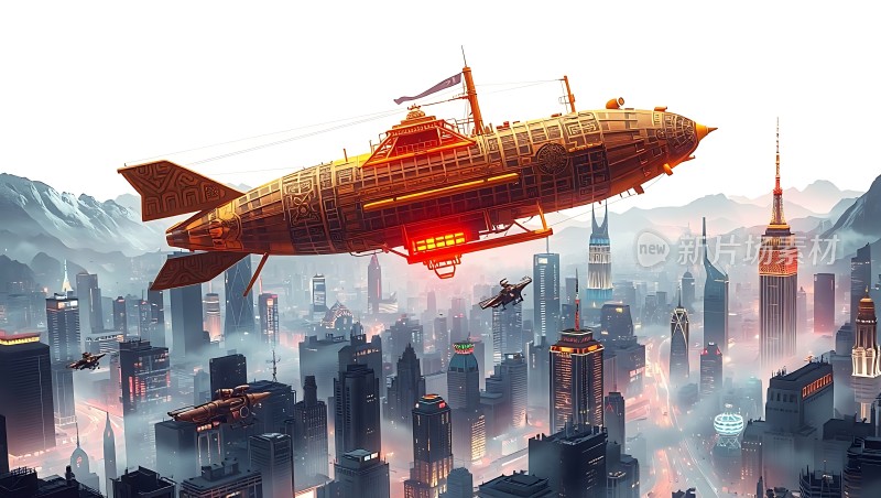 未来之城空中巨舰与科技都市