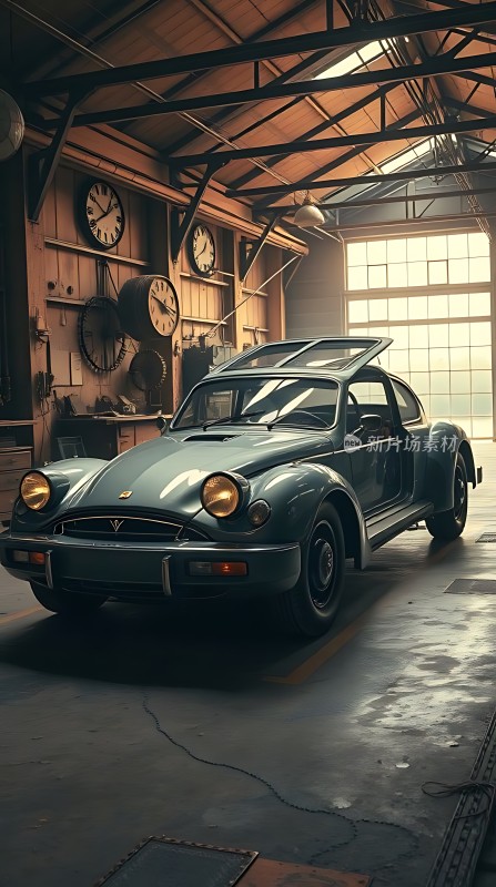 复古车库里的经典敞篷车