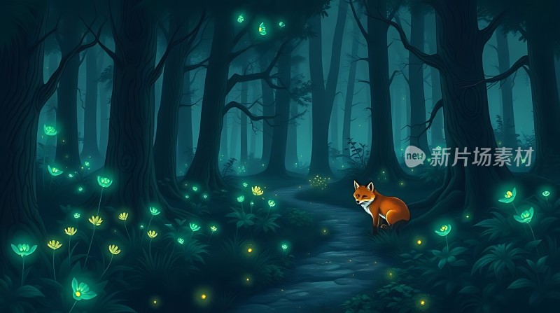 萤光森林中的小红狐