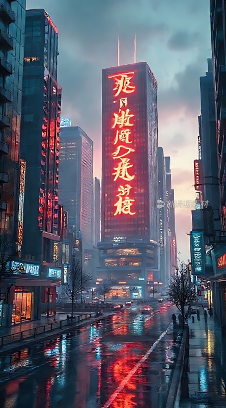 霓虹灯下的未来都市