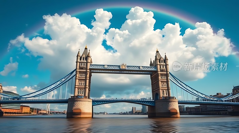 伦敦塔桥下的彩虹之梦