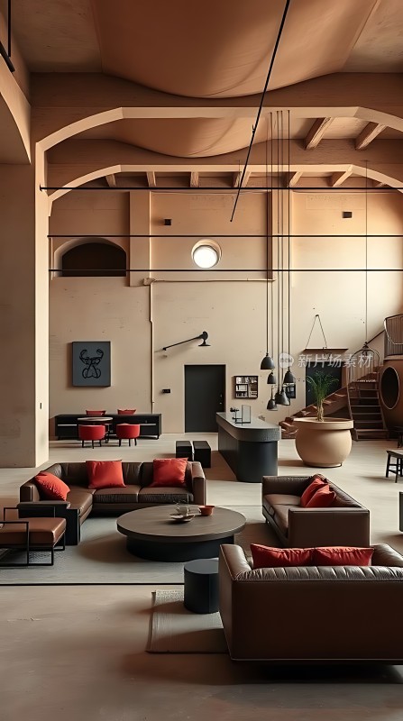 现代简约风格客厅宽敞明亮家具布局合理色调和谐统一