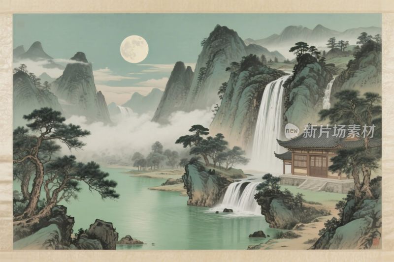 传统山水风景插画