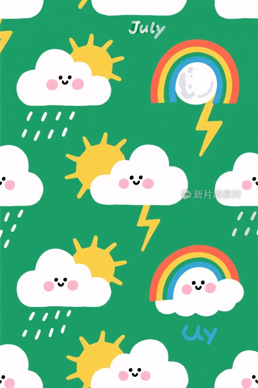 可爱天气元素插画背景图