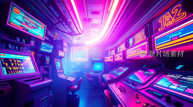 复古游戏厅霓虹灯下的经典回忆