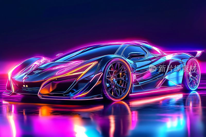 炫酷霓虹跑车插画