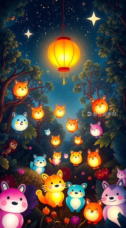 萤光森林里的彩色小狐狸们