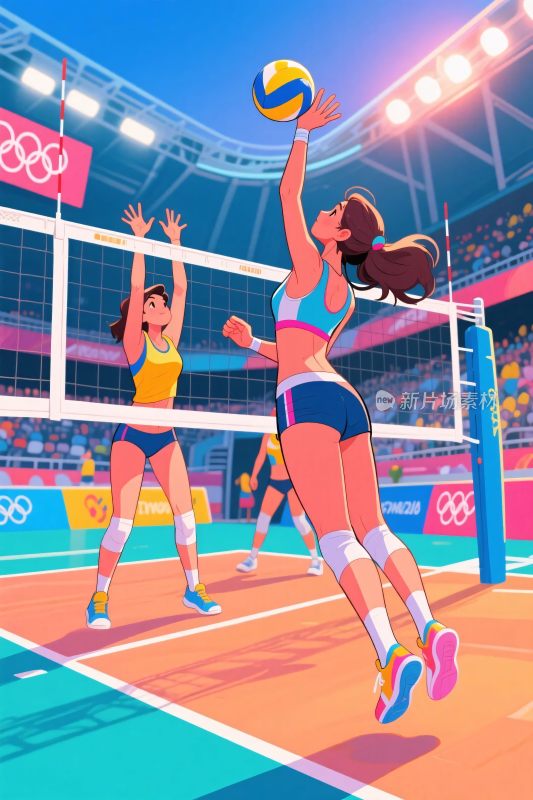 奥运排球竞技插画