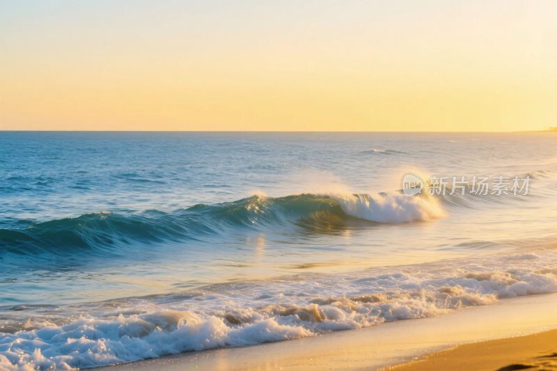 暖日海滩海浪图