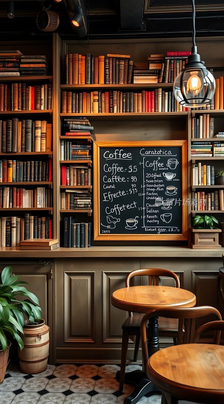 复古书架咖啡店温馨氛围尽收眼底