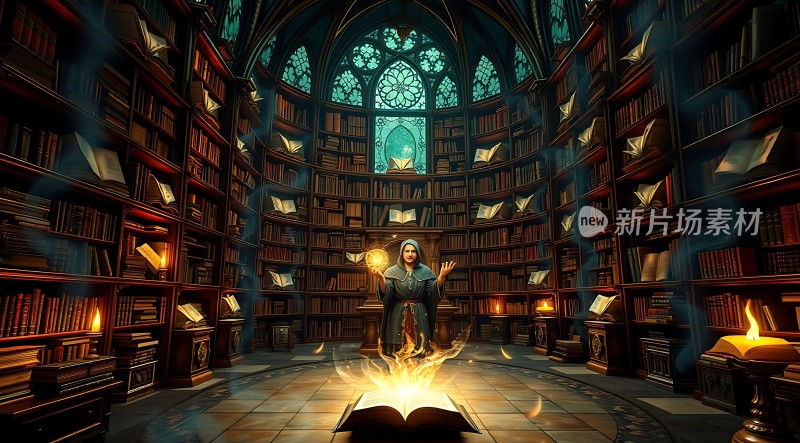 神秘图书馆里的魔法书
