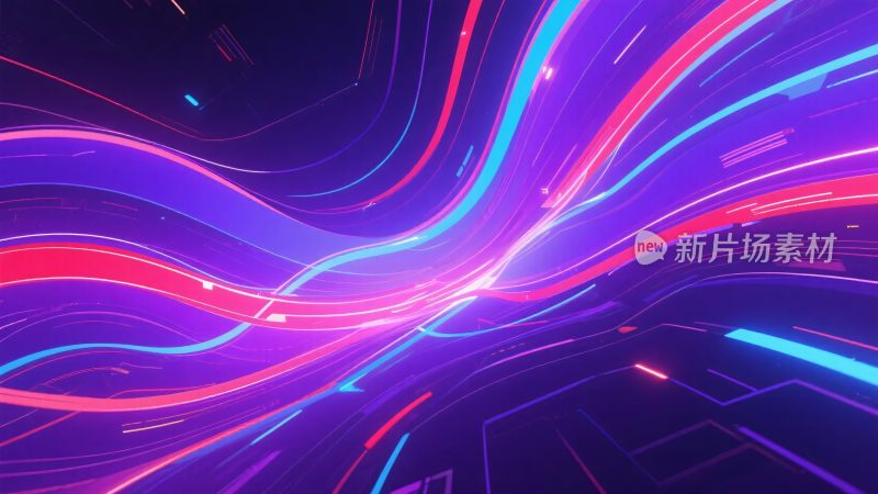 炫彩霓虹流动线条背景图