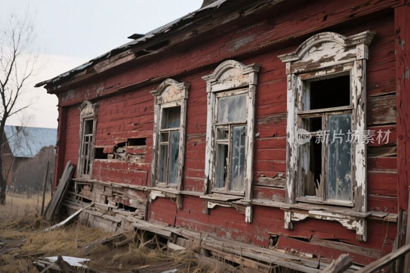 老旧红色木屋