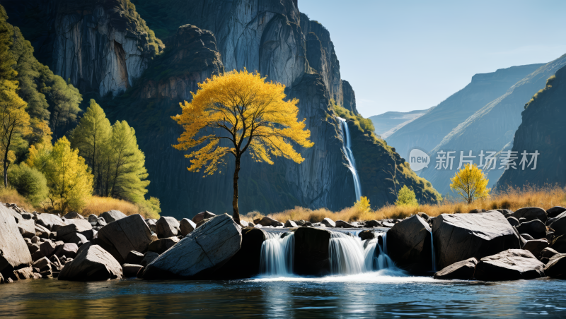 山中的瀑布高清风景图片