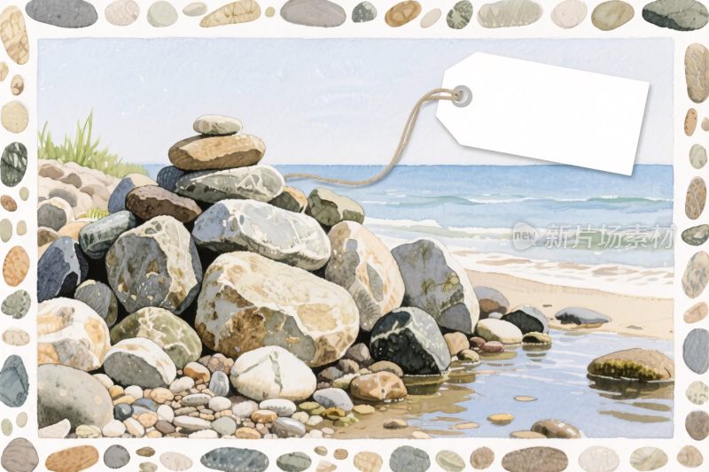 海景石堆插画