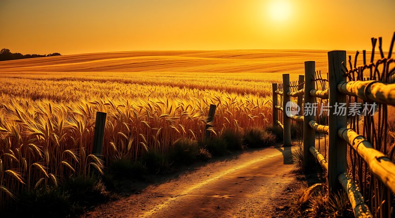 金色麦田日落时分