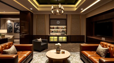 豪华酒吧休息区舒适沙发与精美装饰 豪华酒吧休息区舒适沙发与精美装饰