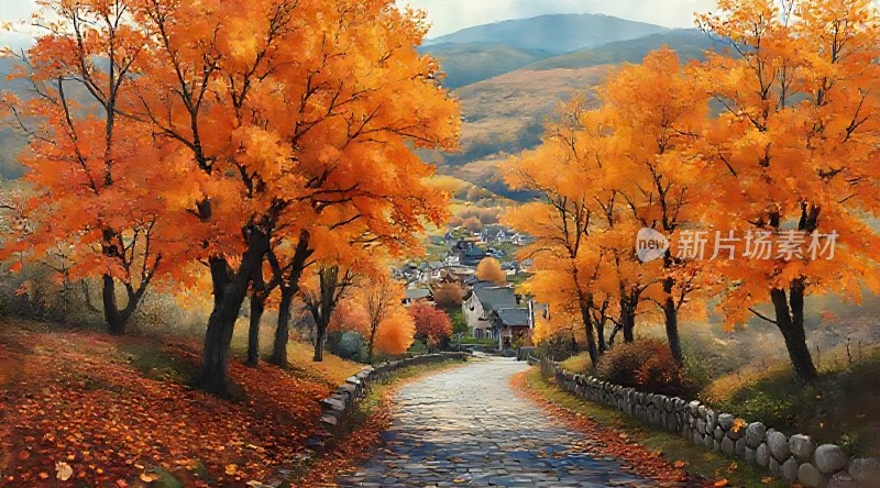 秋日暖阳下的金色小径