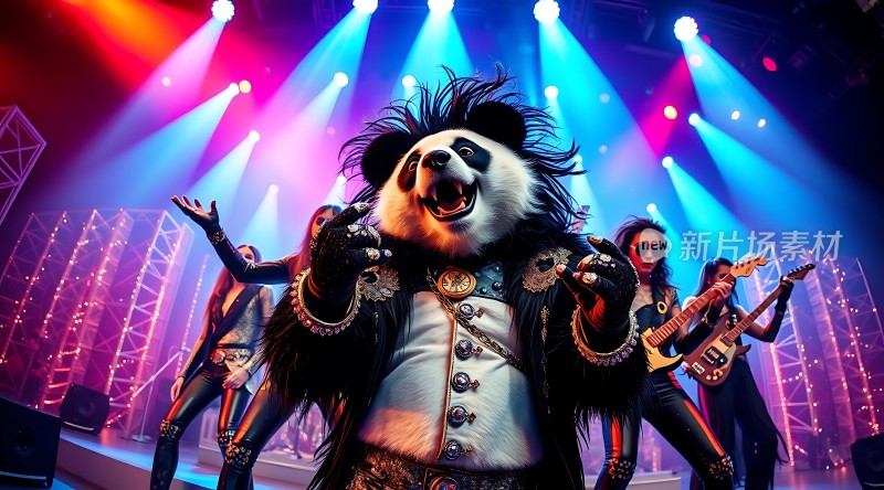 舞台上的熊猫摇滚明星
