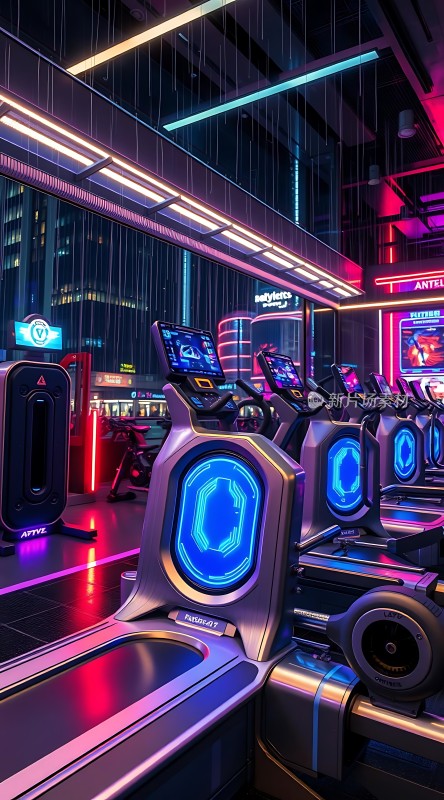 未来健身房科技感十足的运动空间