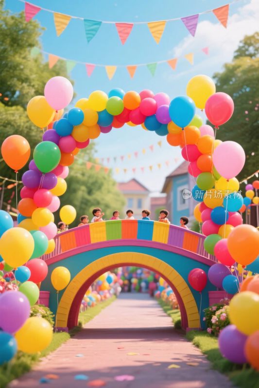彩色气球拱门场景