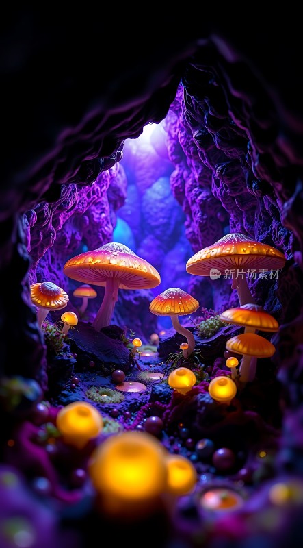 神秘洞穴中的奇幻蘑菇世界