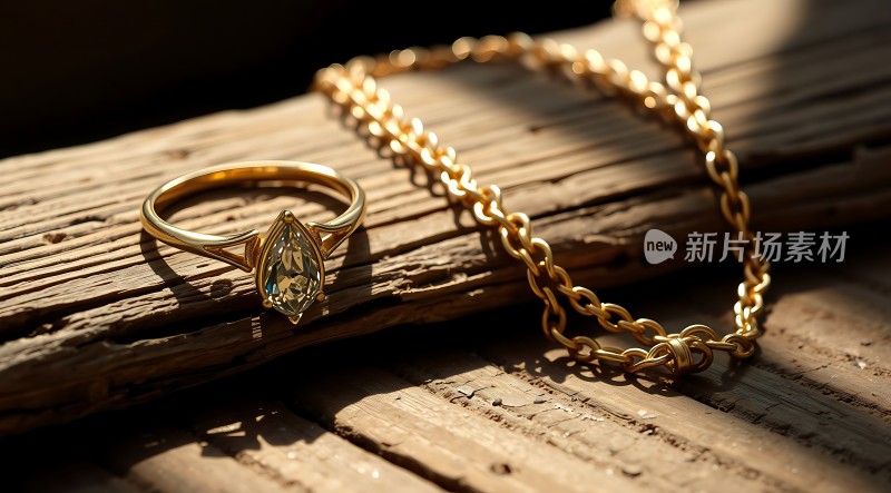 黄金项链与钻石戒指