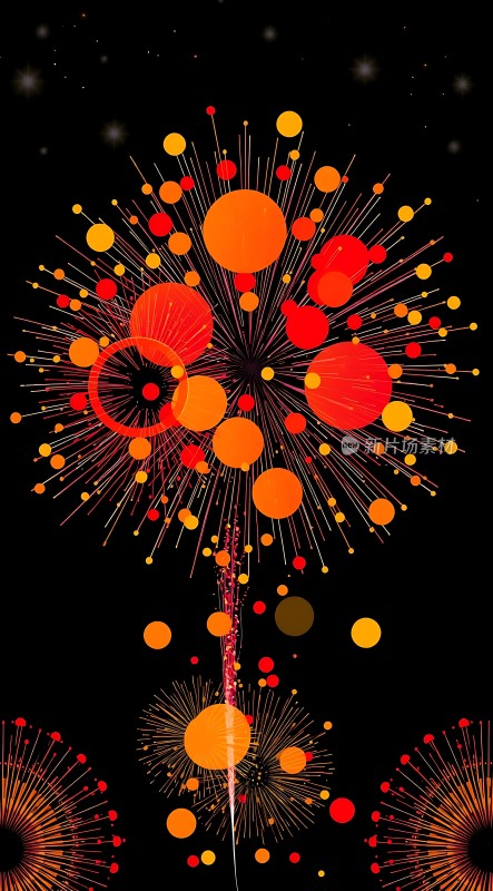 烟花绽放色彩斑斓夜空璀璨