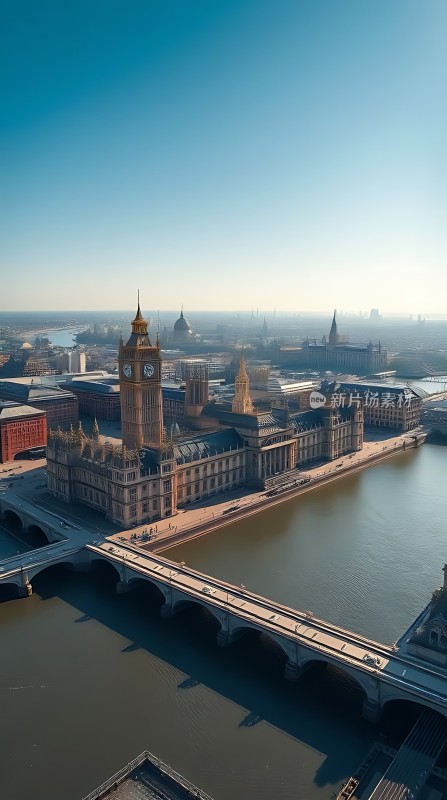 泰晤士河畔伦敦眼俯瞰城市美景