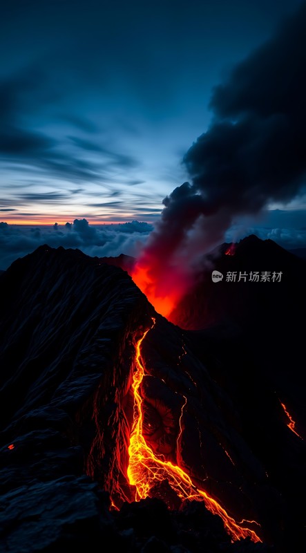 熔岩流淌的山峰
