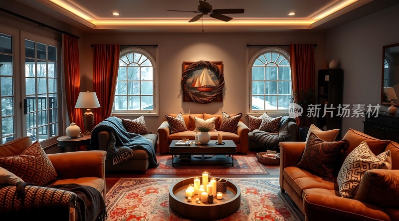 温馨客厅舒适沙发精美地毯优雅装饰