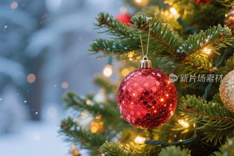 圣诞树红色装饰球